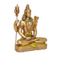 Resin Shiva Sitting with 4 Arms for Home Decor Mandir Showpiece (Bonded Bronze,Multi-Colour) Height: 6 Inches