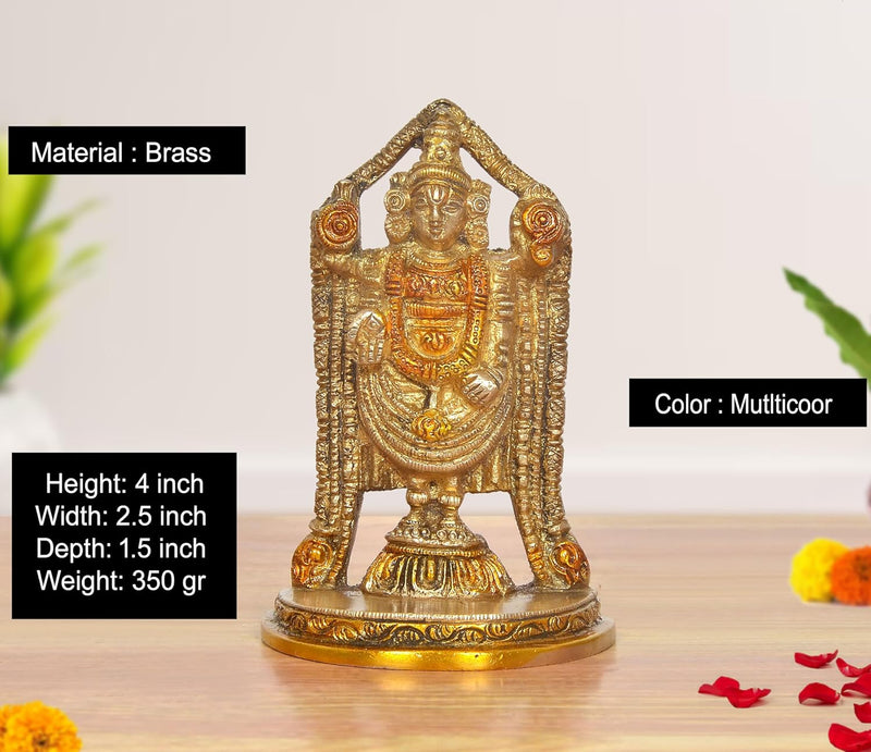 Brass Lord Tirupati Bala Ji Idol (Height :4 inch) (Color 2)