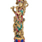 Brass Lord Krishna Idol Statue Krishna Sculpture Decorative Showpiece for Home Office Decor Multicolour | Height 15 Inches