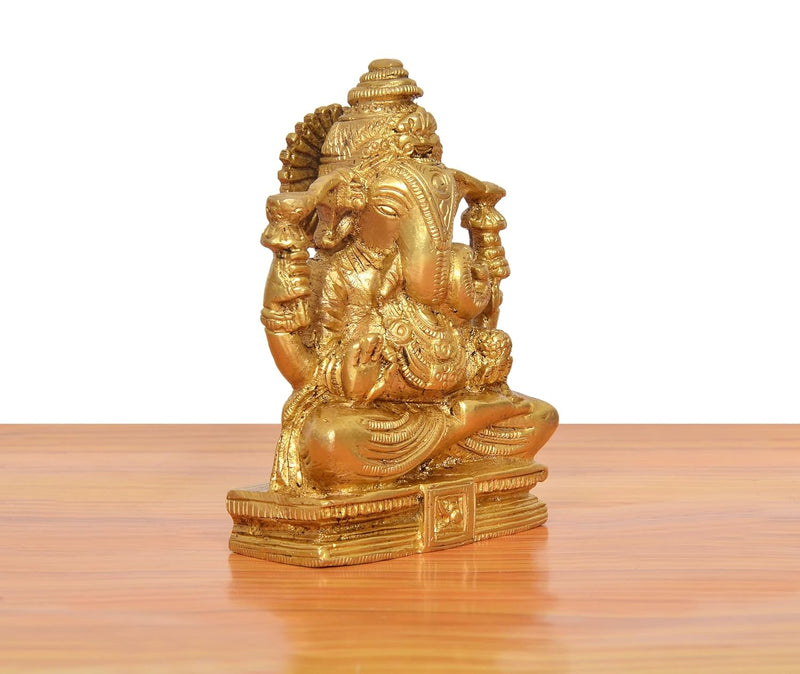 Brass Handcrafted Ganpati Bappa Murti (Height 4 Inch)