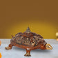 Brass Ashtalakshmi Shree Yantra on Tortoise Figurine Kachua Unique Home Decor Vastu Accent (Height: 6.5 inch)