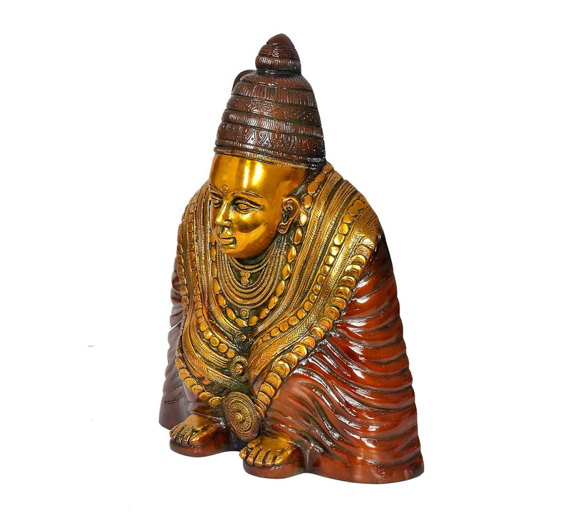 Brass Idol Goddess Tulja Bhavani Statue Brown (Height 13" Inches)