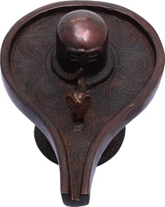 Messing Shiva Linga, Frontansicht mit dreiteiliger Einfassung und Reliefmuster