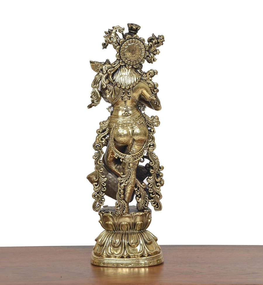 Superfine Brass Radha Idol (Height 11 inches) Craft Detail