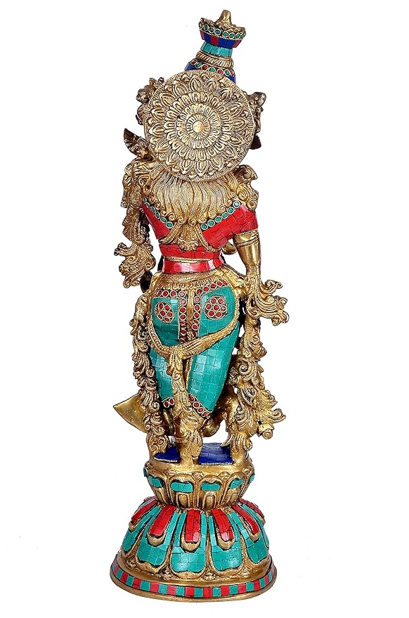 Brass Radha Krishna Sculpture (Height 29 Inches)