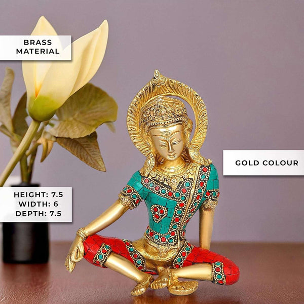 Brass God Indra Devta Statue Height : 7.5 inch Study Setting