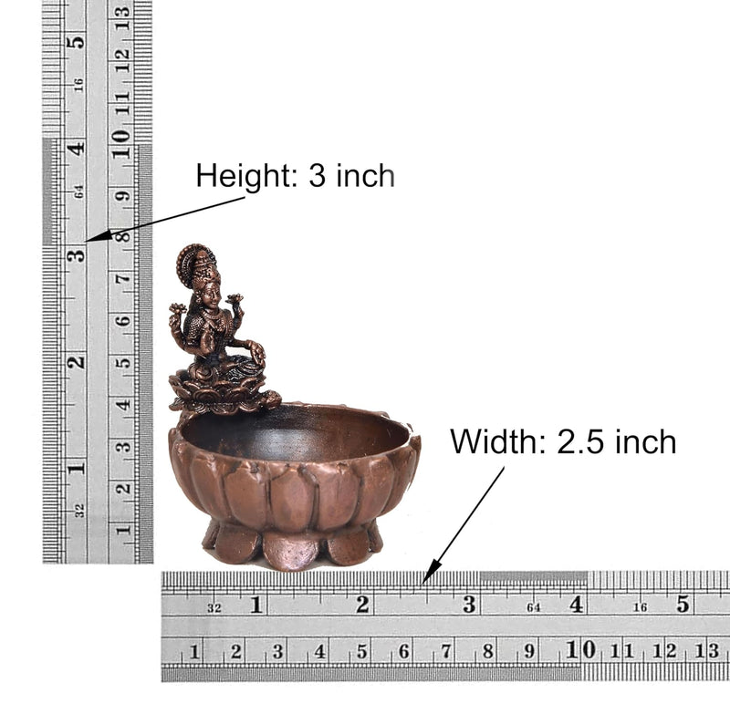 Copper Dhan Lakshmi Urli Bowl for Floating Flowers Laxmi Urli for Diwali Pooja Gift Decoration Showpiece (Height 3 Inch)