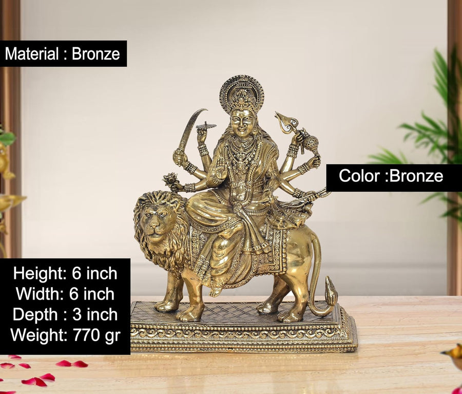 Superfine Brass Durga Maa Statue (Height: 6 inch) Craft Detail