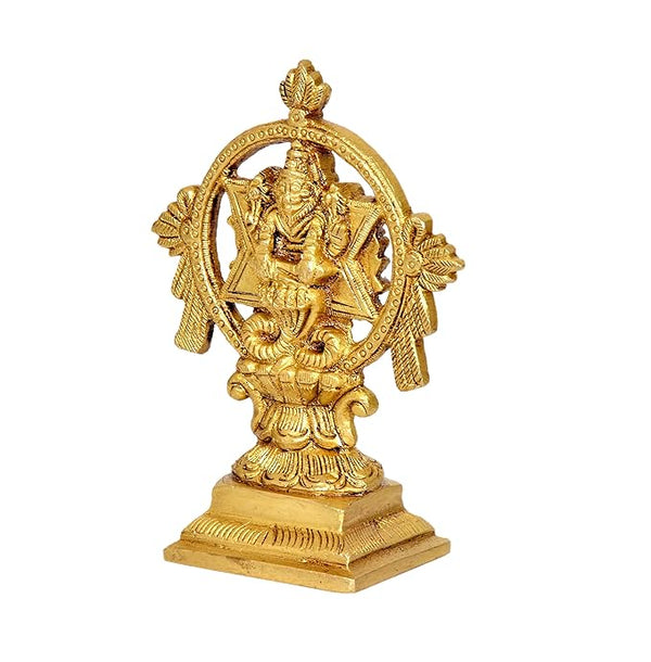 Brass Lord Sudarshana Murthy with Narasimha Swamy on Backside | Narsimha Sudarshana Height 5 Inch Study Setting