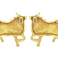 Brass Kamdhenu Cow Pair Wall Hanging Vastu Gau MATA Statues for Home Decor and Ofice Wall Decor Vastu Pooja Figurine (Height: 4 inch) (Gold)