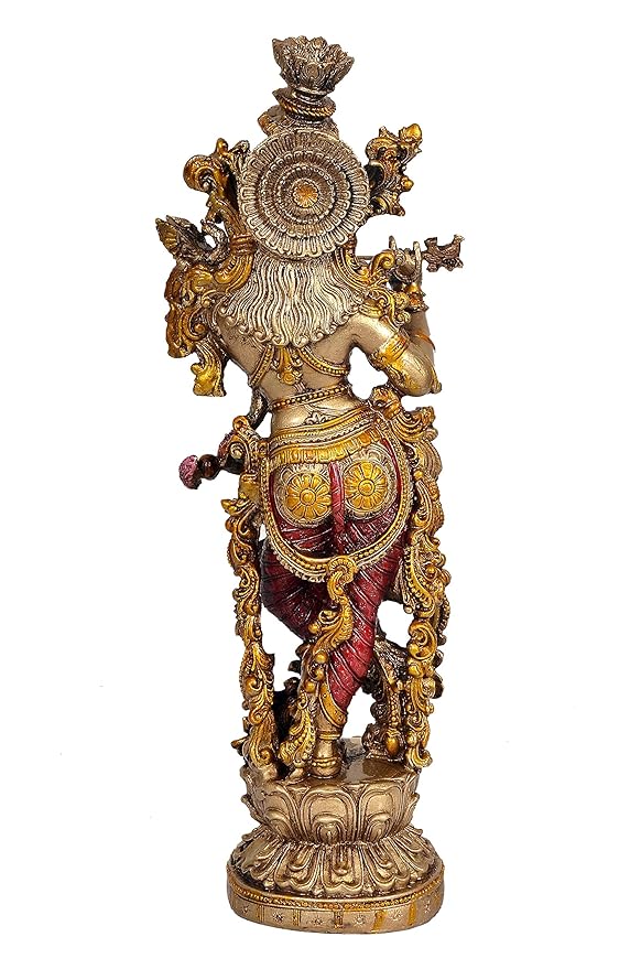 Resin Krishna Statue Large Sized Slim with Flute for Home Decor | Height : 14 Inches (ARBN1)