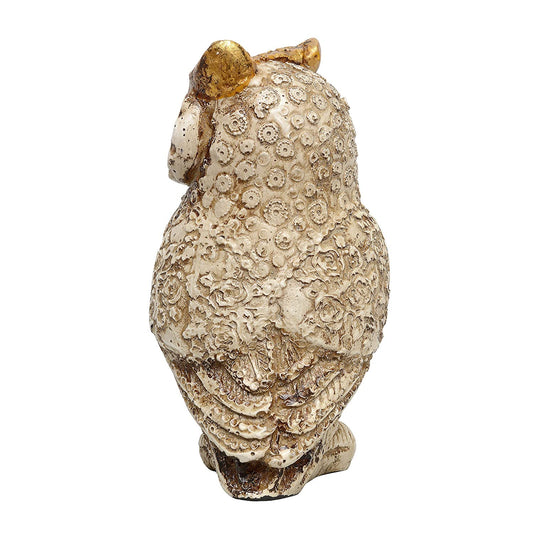 Modern Beautiful Classy Lucky Owl Resin Art Figure (White, Medium) Height 5 Inch