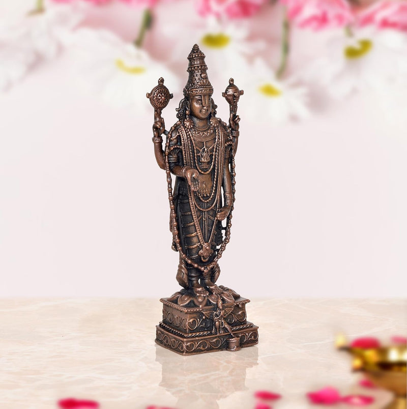 Copper Tirupati Bala ji Statue for Home, Mandir Pooja Decor Idol Color-Copper (Height: 6.5 Inch)