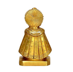 Golden brass Khatu Shyam ji idol statue, back view, fluted halo backplate