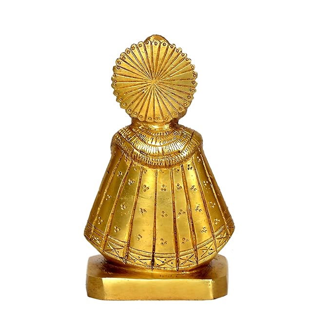 Dattatreya Baba Khatu Shyam ji Idol Statue Showpiece for Home and Pooja Decoration Golden in Brass (Height: 6 Inches)