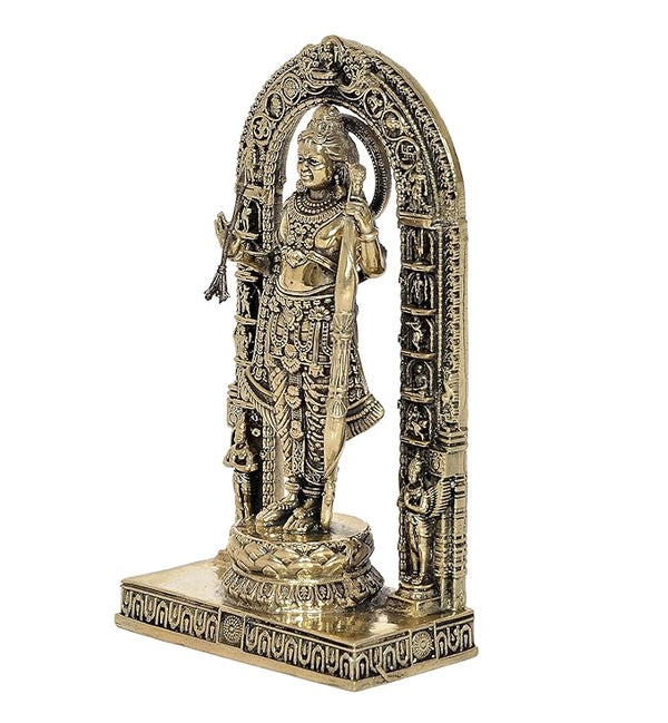 Fine Brass Ram ji ki Murti Ram Lalla Statue in Ayodhya Mandir for Home and Office Decor (Height 6 inch) Study Setting