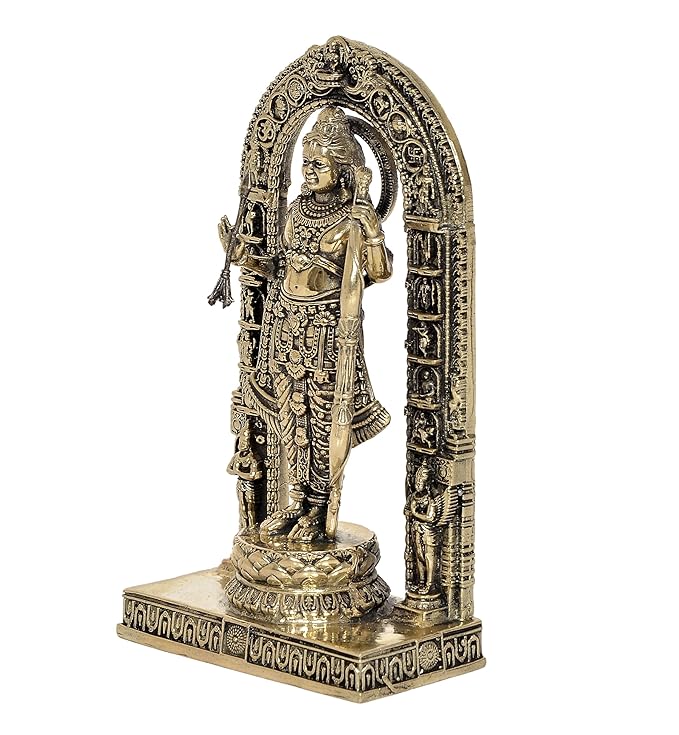 Fine Brass Ram ji ki Murti Ram Lalla Statue in Ayodhya Mandir for Home and Office Decor (Height 6 inch)