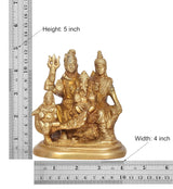 Brass Shiva Parivar idol statue, 5-inch height (4-inch width), seated family figures