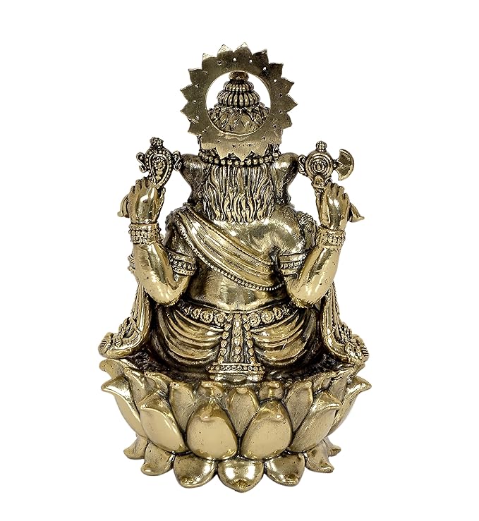 Fine Brass Lord Ganesha Ganpati Idol Vinayak Religious Statue Murti (Height 6 Inch)