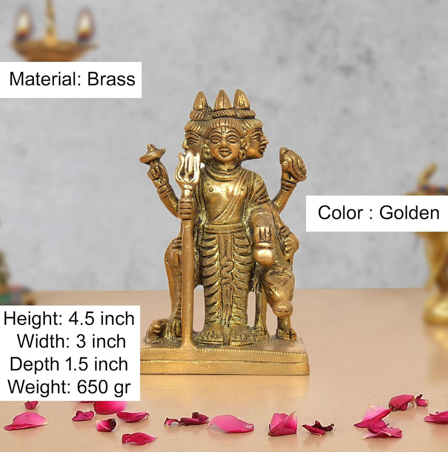 Brass Trimurti Brahma Vishnu Mahesh Idol (Height 4.5 Inch) Craft Detail