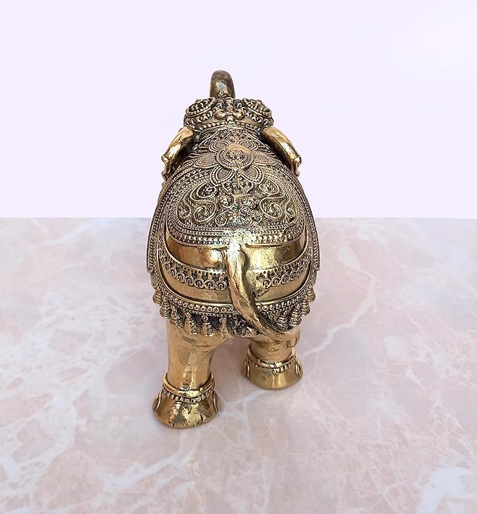 Fine Brass Elephant Decorate for Your Home,Office Table Decorative & Gift Item (Height: 3 Inch)