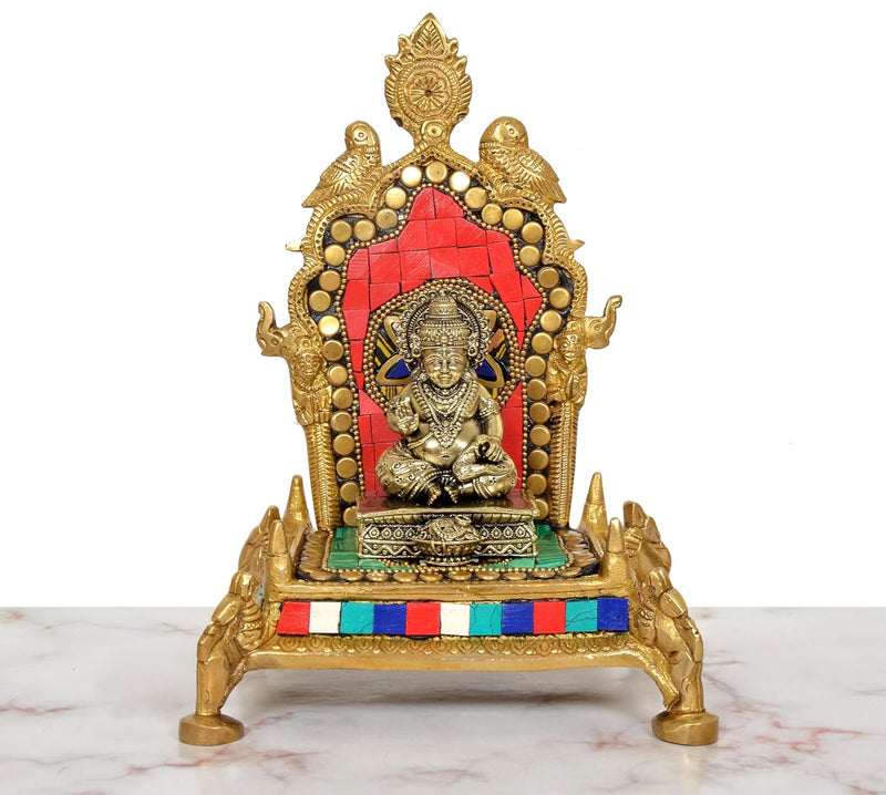 Brass Bhagwan Shinghashan Pooja Chowki (Height : 8 Inch)