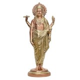 Brass Dhanvantari deity statue (18 in), standing with raised hand and staff