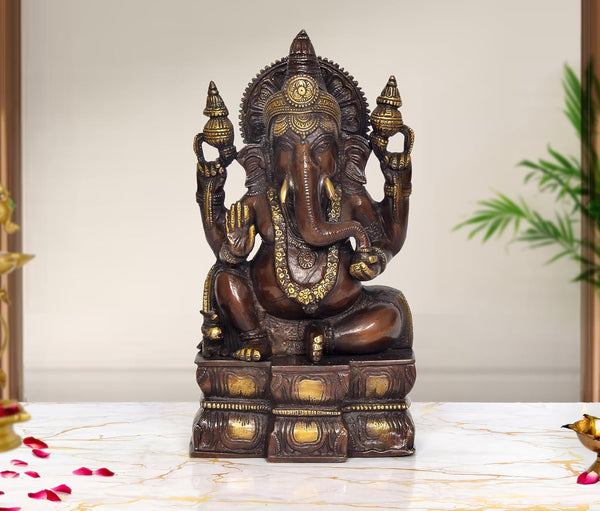 Brass Ganesha Idol (Height: 12 inch)