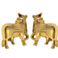 Brass Kamdhenu Cow Pair Wall Hanging Vastu Gau MATA Statues for Home Decor and Ofice Wall Decor Vastu Pooja Figurine (Height: 4 inch) (Gold)