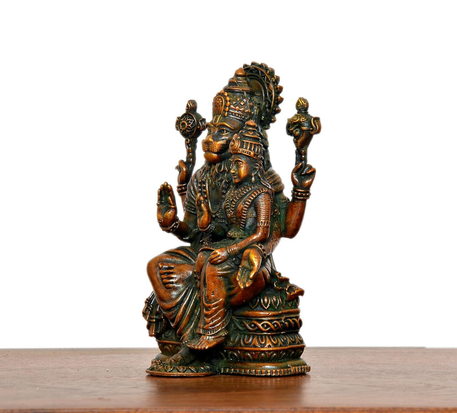 Superfine Brass Lakshmi Narasimha Statue (Height: 4 Inch) Craft Detail