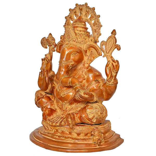 Brass Big Ganesha Statue (Height 19 Inch) Study Setting