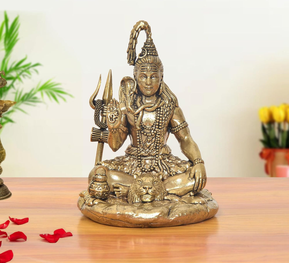 Superfine Brass Lord Shiva in Blessing Posture Statue (Height: 5.5 Inches)