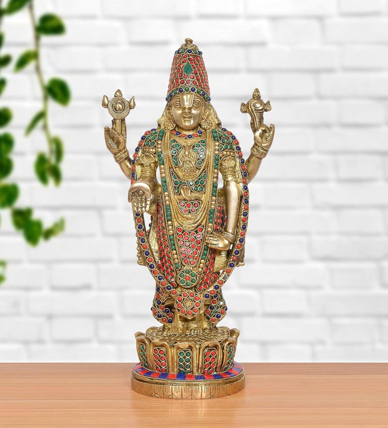 AONA Brass Lord Tirupati Bala Ji Idol Multicolour