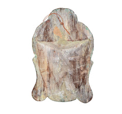 Wooden Buddha mask wall hanging, unfinished back with red hanging cord