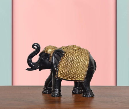 Superfine Brass Elephant Figurine Best gifts (Black and Golden) Type 2