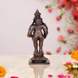 Vitthal statue, rear view with circular medallion on upper garment, bronze finish