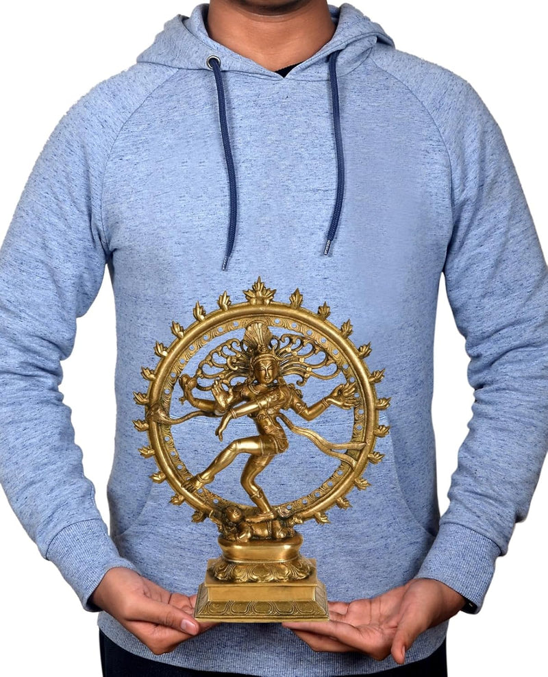 Brass Nataraja Shiva Idol Sculpture Handmade Antique Dancing Nataraj Statue Height 13.5 Inches