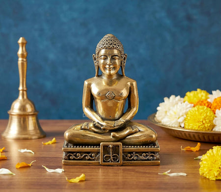 Superfine Brass Mahavir Jain Idol Decorative Showpiece (Height :4 Inch)