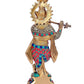 Brass Lord Krishna Idol Krishna Religious Statue with Inlay Work Height 15 Inch