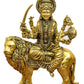 Bronze Durga Maa with Lion Idol Hindu Goddess Sherawali MATA Murti MATA Rani Statue Figurine Home Temple (Height: 5 Inch)