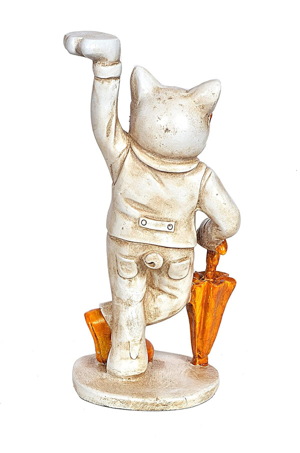 Polyresin Lucky Cat for Home Decor Good Luck and Home Warming Multicolour Height 10 Inches Study Setting