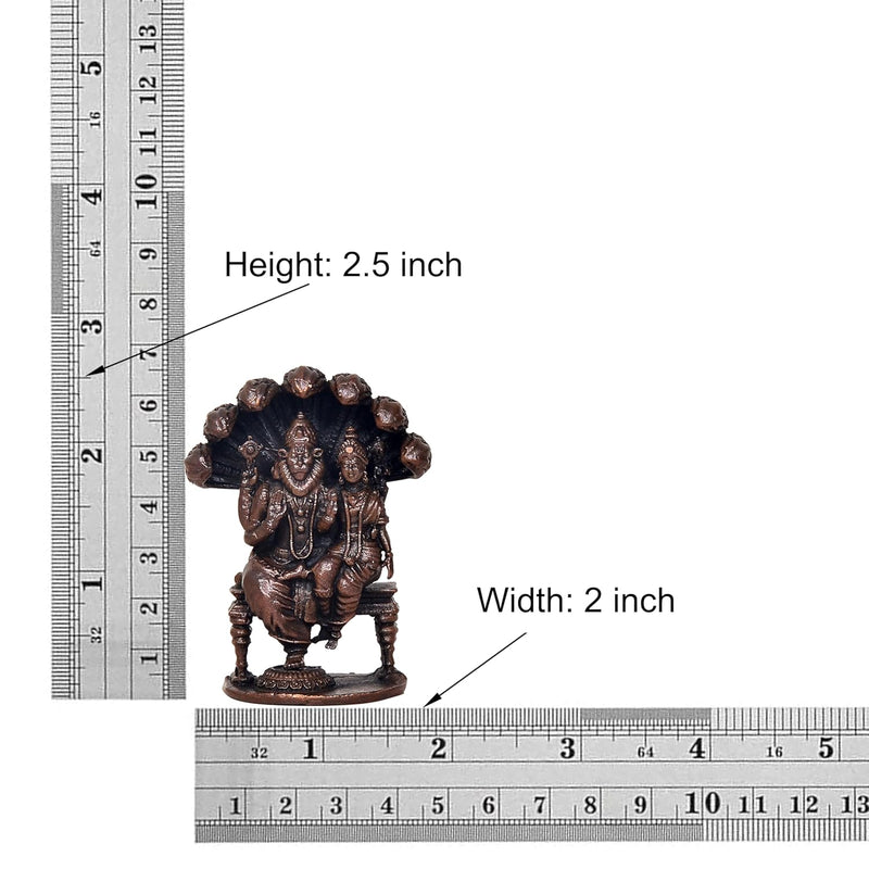 Copper Lakshmi Narasimha Statue for Home Temple Office Mandir, (Height: 2.5 Inch)