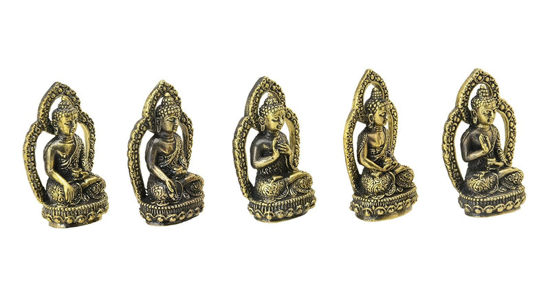Brass Buddha (5 Mudra) Idols (Height: 13.5 cm) Pack of 5