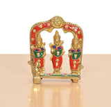 Front view of Brass Ram Darbar Idol with central deity and two side figures