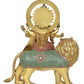 Brass Durga Maa with Lion Idol Hindu Goddess Sherawali MATA Murti MATA Rani Statue Figurine Home Temple (Height: 22 Inch)