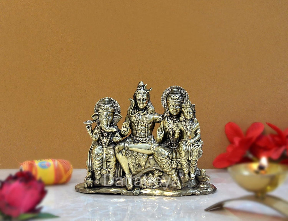 Superfine Brass Shiv Parivar Shiva Family Idol Family for Home Decor Mandir Pooja Showpiece (Height 4 Inch)