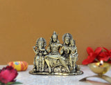 Brass Shiv Parivar family idol with four seated deities, ornate detailing