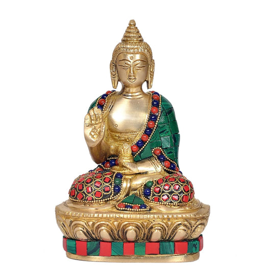 Brass Buddha Statue - Handcrafted Spiritual Decor for Home Decor and Office - Meditating Buddha Idol (Height 6.5 Inch) (Multicolor)