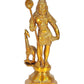 Lord Kartikeya Brass Idol Figurine Standing Murgan with Peacock Sculpture Showpiece Golden Height 10 Inches