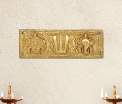 Brass Balaji wall hanging plate with Namam, Sanku Chakra symbols, and 4 holes